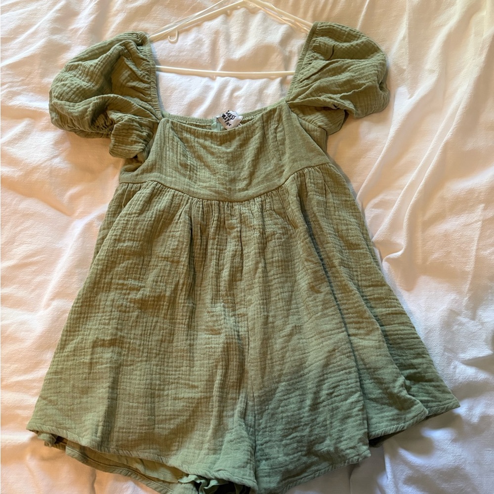 Princess Polly Sage Green Puff Sleeve Mini Dress